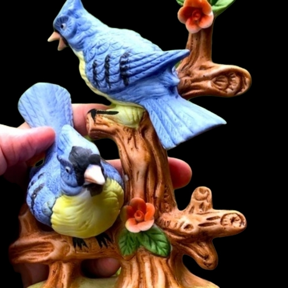 Vintage 1994 Ceramic Blue Birds Figurine